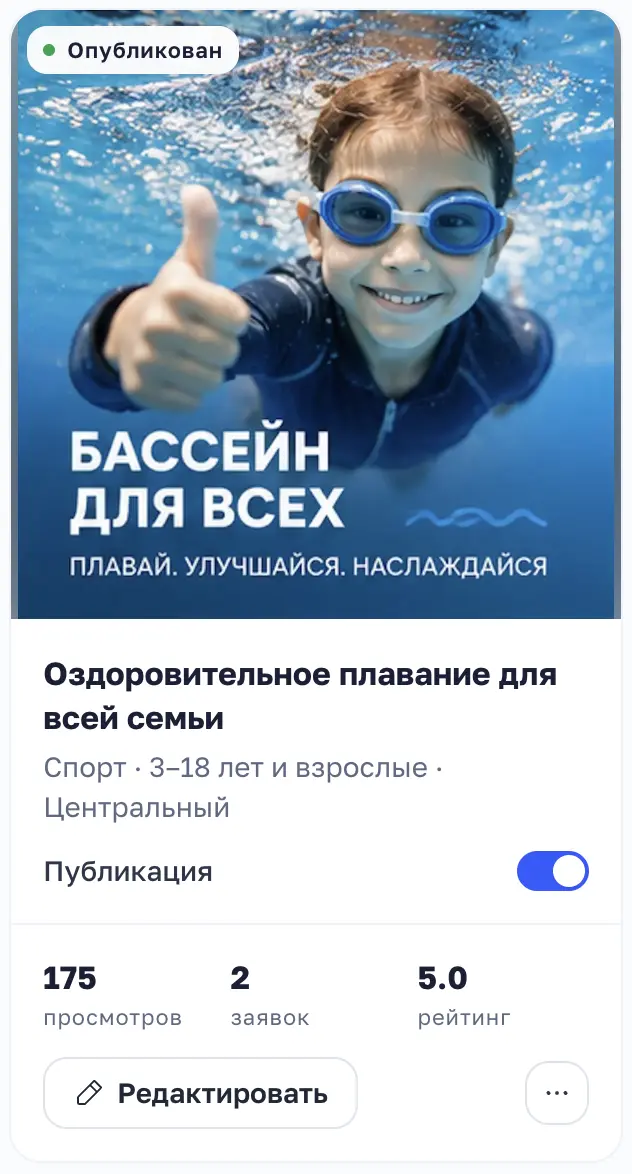 Скриншот: кружок в кабинете владельца